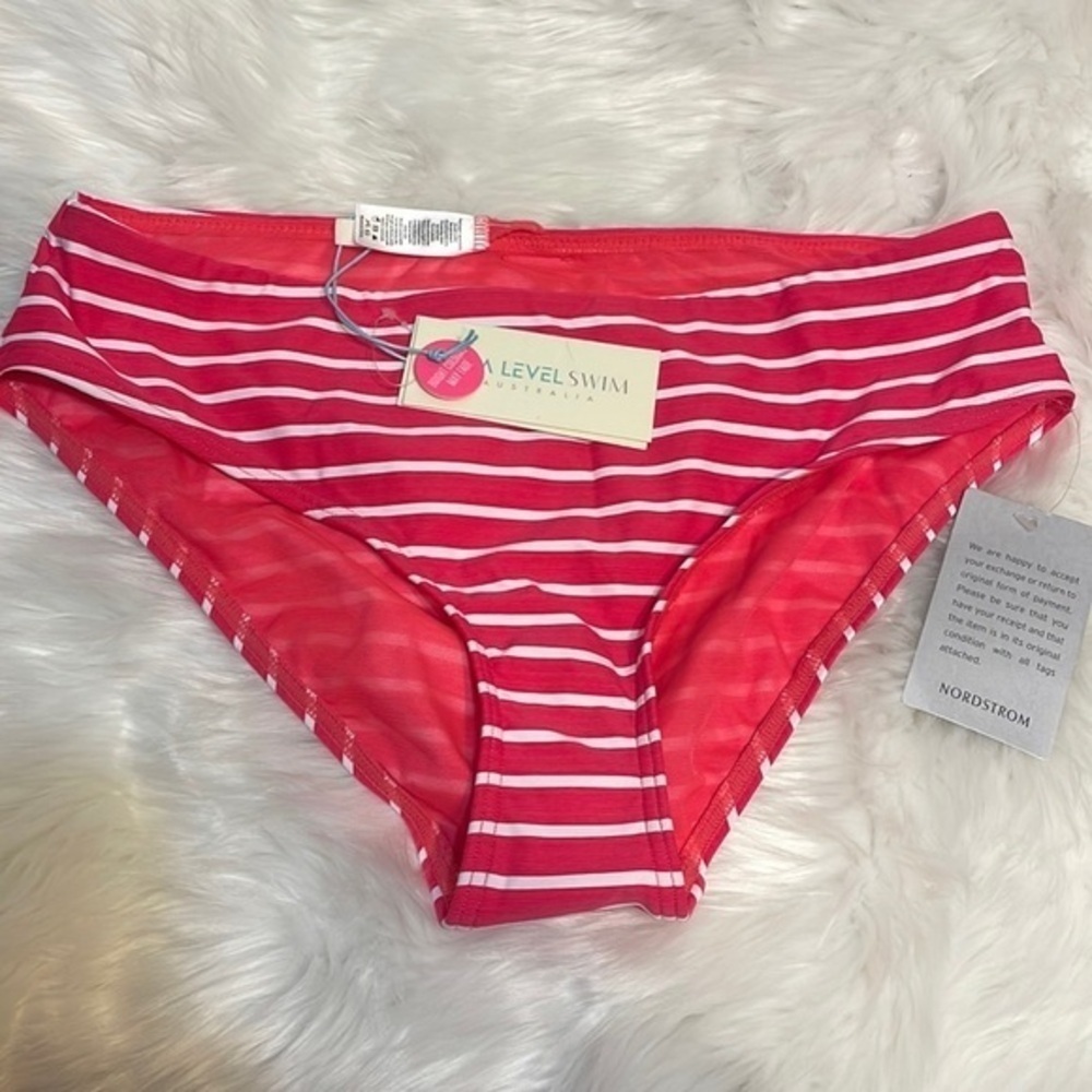 Sea Level Swim Australia bikini bottom Barbie pink White stripe New Sz 8